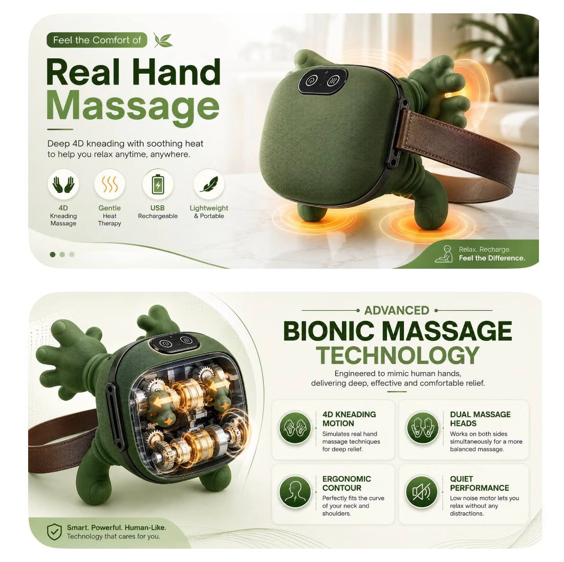 4D Bionic Hand Neck &amp; Shoulder Massager with Heat