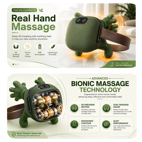 4D Bionic Hand Neck &amp; Shoulder Massager with Heat